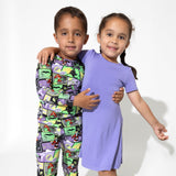 Poppin Purple Bamboo Girls' Short Sleeve Dress - HoneyBug 