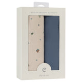 2 Pack Cotton Muslin Swaddle Blanket - Garden Flower - Blue - HoneyBug 