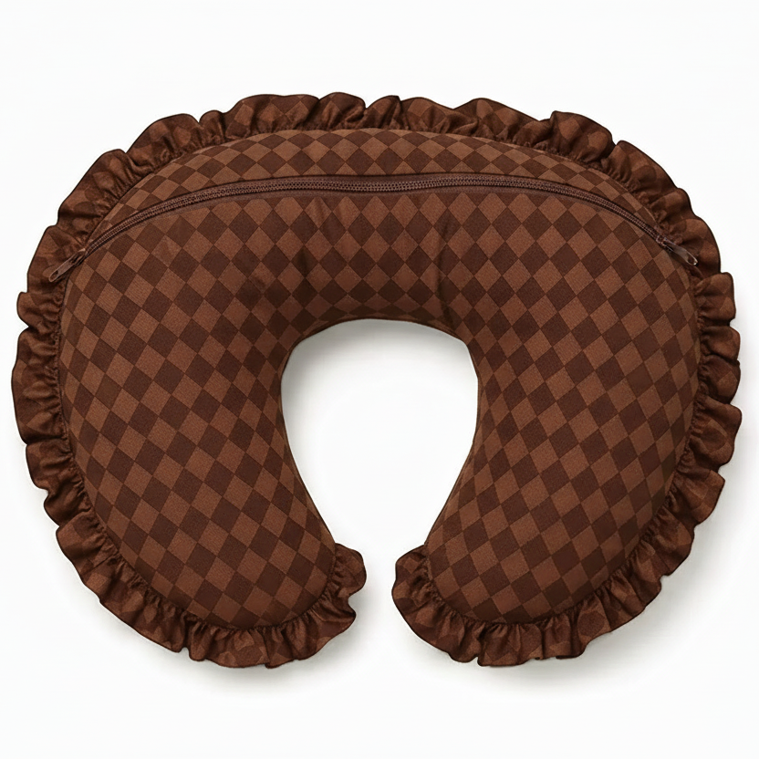 Brown Diamond Ruffle Nursing Pillow Cover