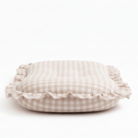 Beige Gingham Ruffle Baby Lounger Cover