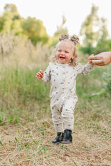 Floral Long Sleeve Button Romper - HoneyBug 