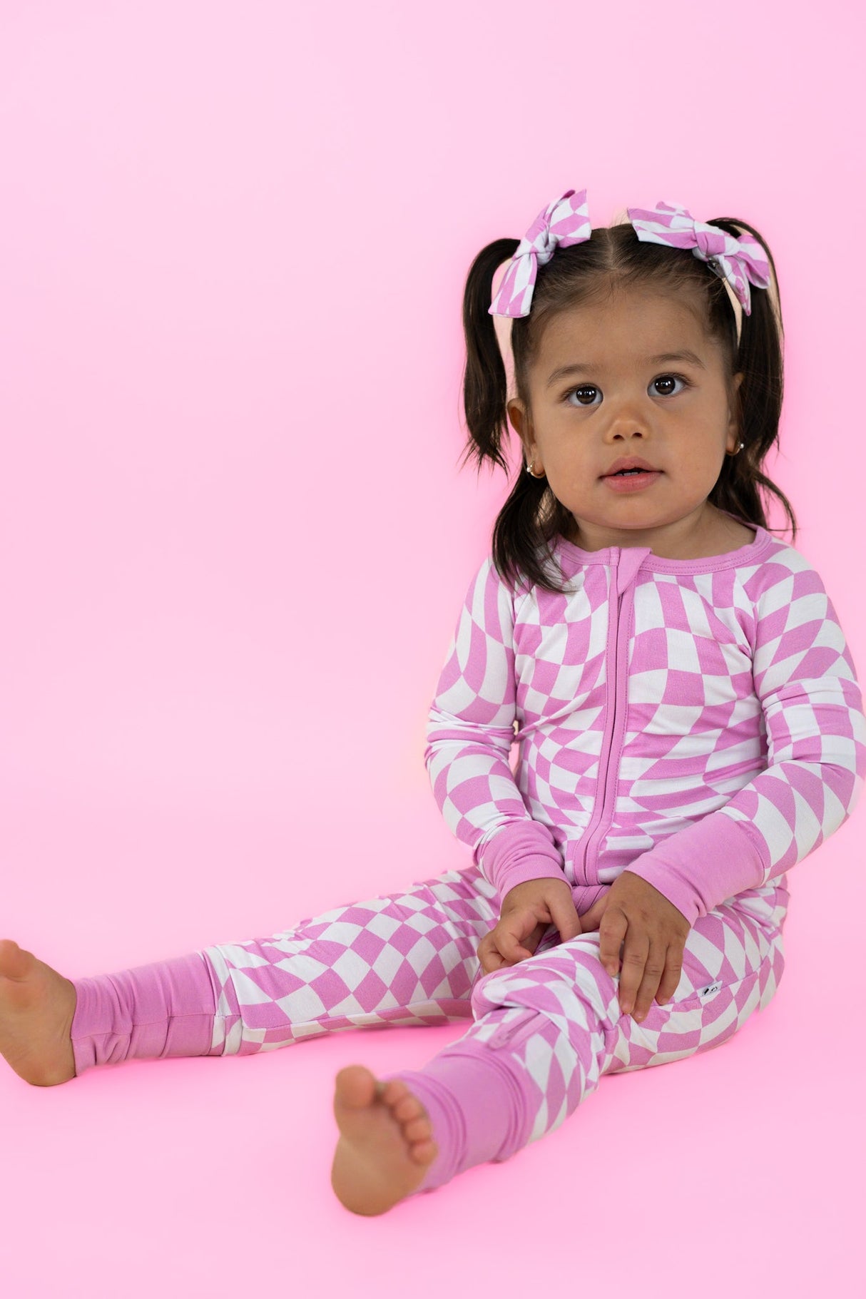 BUBBLEGUM WAVY CHECKERS DREAM ROMPER - HoneyBug 