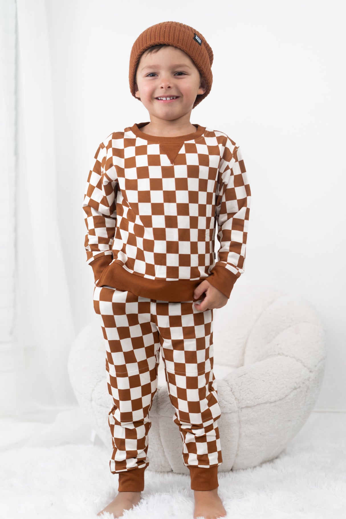 COPPER CHECKERS DREAM PULLOVER - HoneyBug 