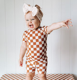 COPPER CHECKERS DREAM SHORT SET - HoneyBug 