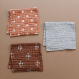Chestnut Textile Muslin Burp Cloth - HoneyBug 