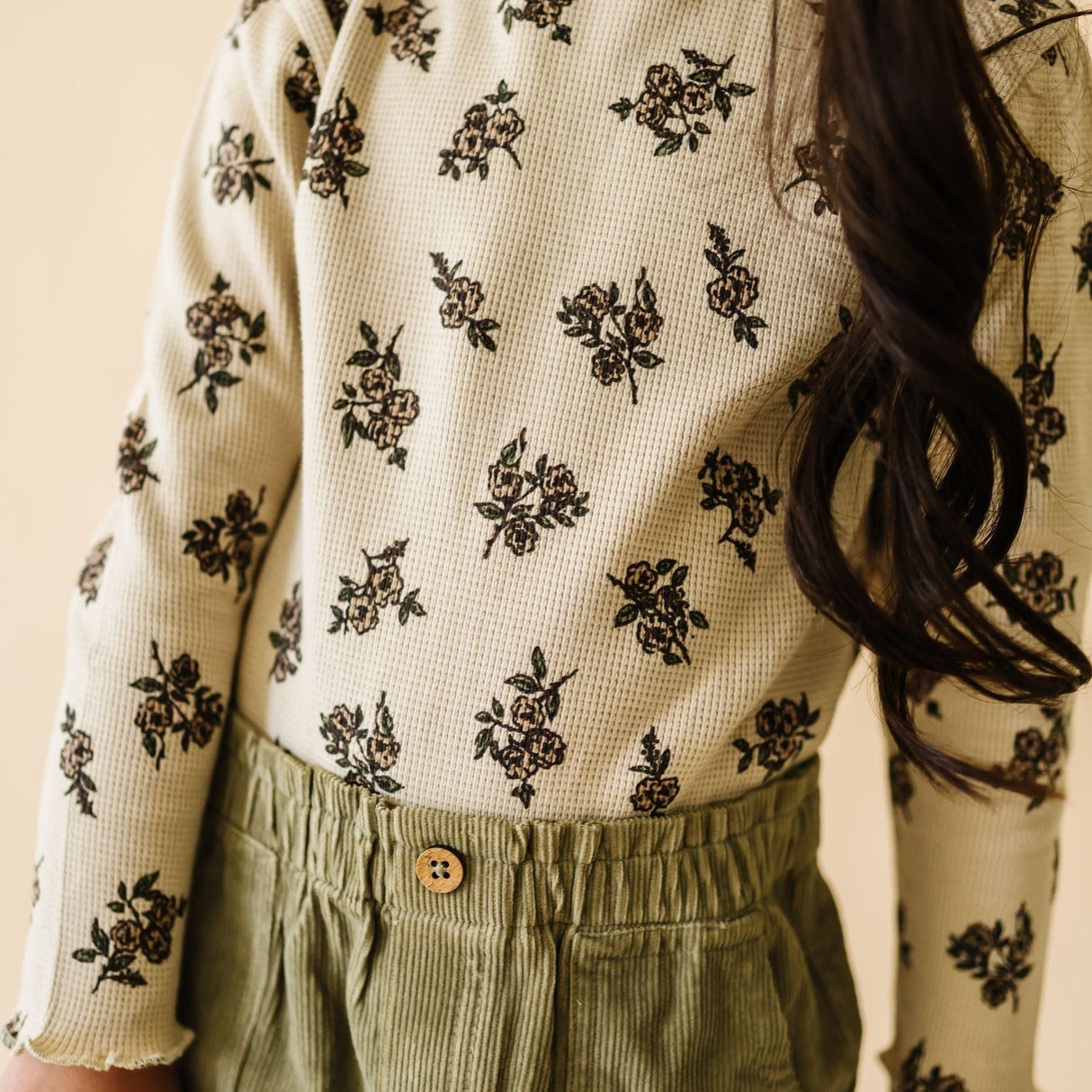 Organic Tee and Corduroy Skirt Set - Olive - HoneyBug 