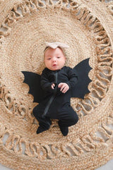 Ruffle 2 Way Zip Romper - Black - HoneyBug 