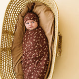 Organic Swaddle Blanket & Hat - Winter Bloom - HoneyBug 
