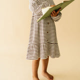 Organic Tiered Dress - Plum Stripes - HoneyBug 