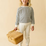 Organic Fleece Sweatshirt - Black Stripes - HoneyBug 