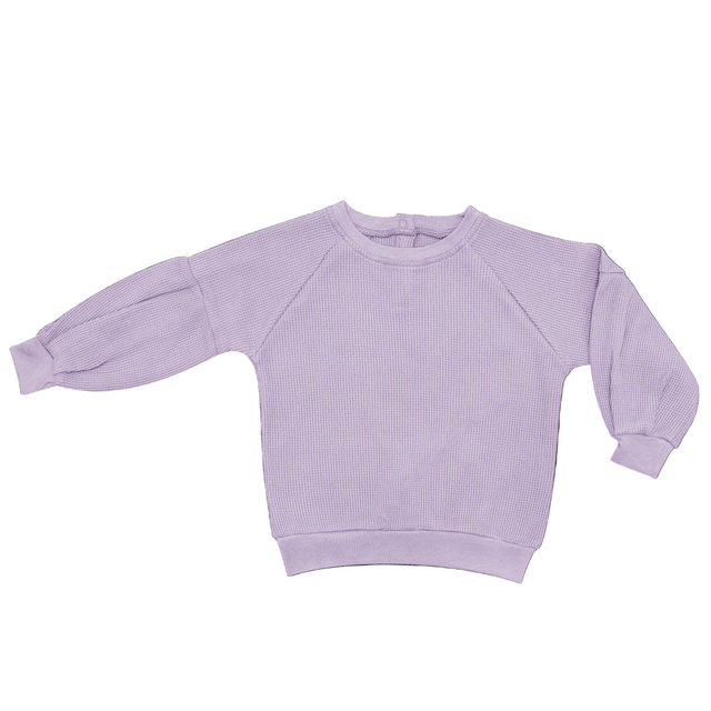 Waffle Balloon Sleeve Sweatshirt - Lavender - HoneyBug 