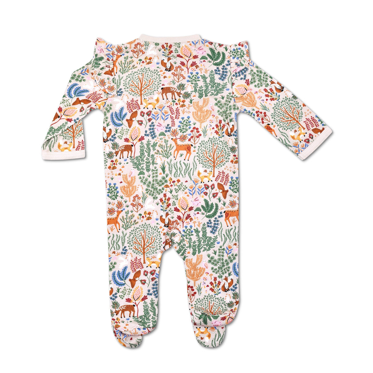 Bamboo Zipper Footie with Ruffles - Boho Woodland - HoneyBug 