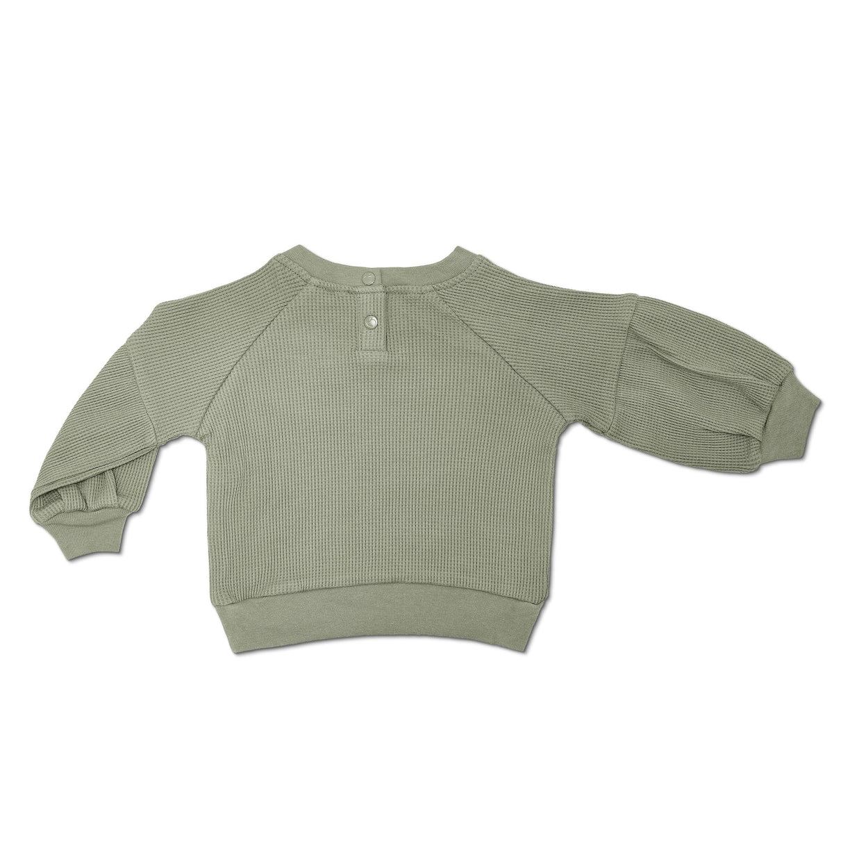 Waffle Balloon Sleeve Sweatshirt - Olive Green - HoneyBug 