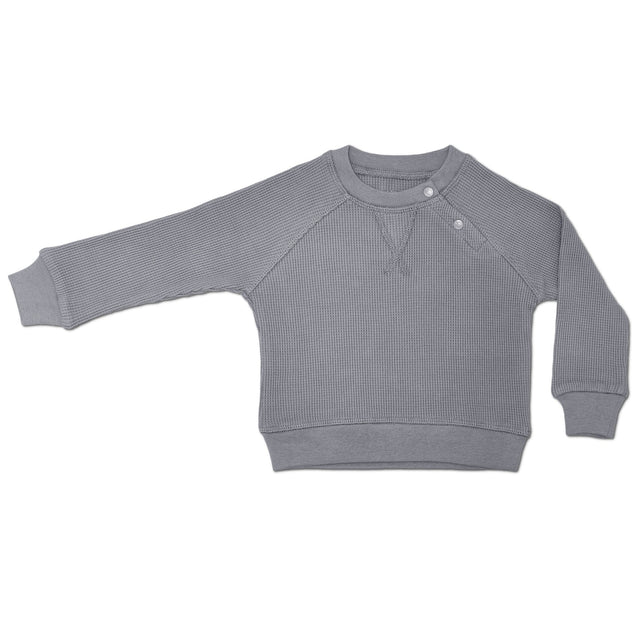 Waffle Crew Neck Sweatshirt - Smoke - HoneyBug 