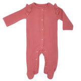 Waffle Ruffle Footie - Terra Cotta - HoneyBug 
