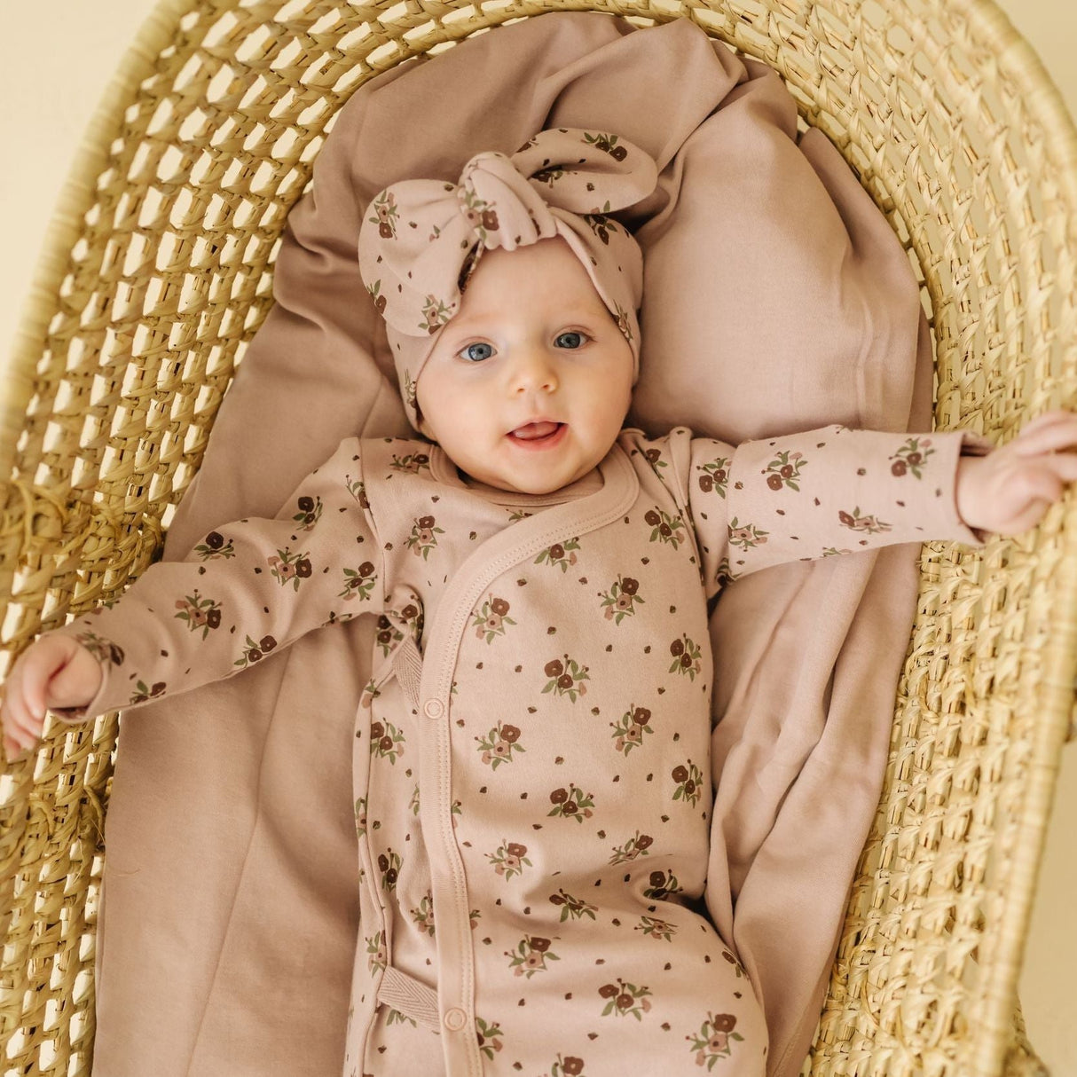 Organic Headwrap - Rose Ditsy - HoneyBug 