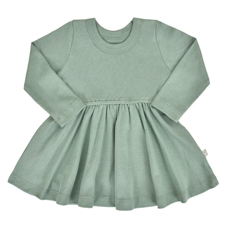 long sleeve twirl dress | Basil Green - HoneyBug 