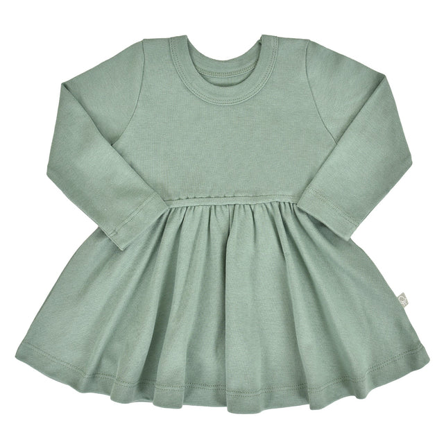long sleeve twirl dress | Basil Green - HoneyBug 