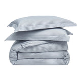 Luxe Premium Percale Duvet Set in Navy French Ticking