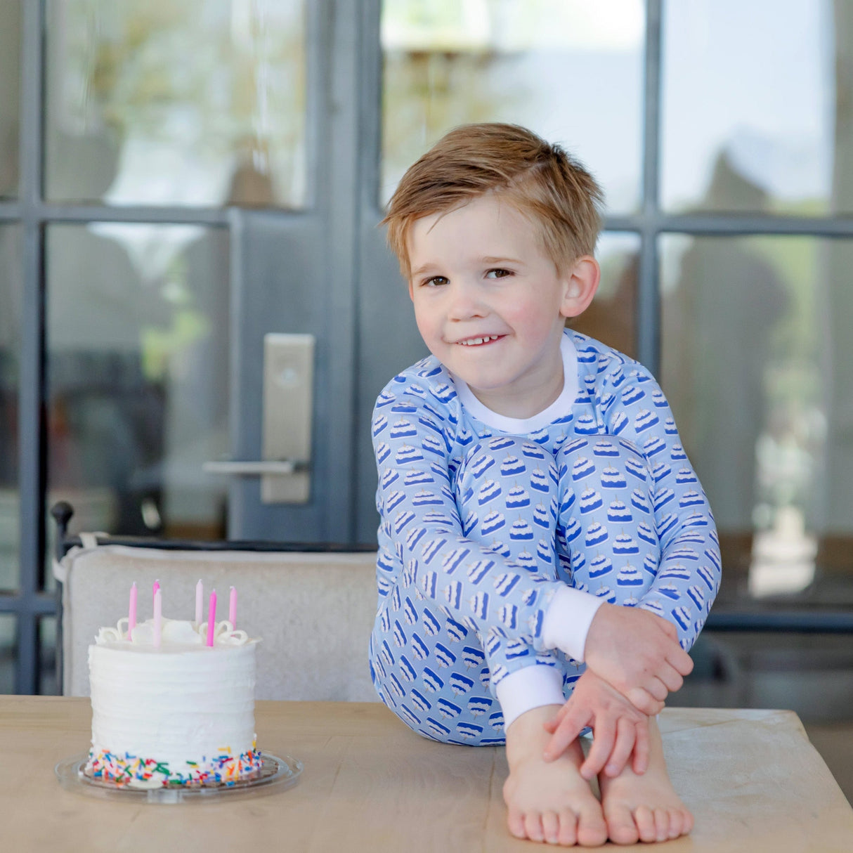 Grayson Boys' Pajama Pant Set - Birthday Cake Blue - HoneyBug 