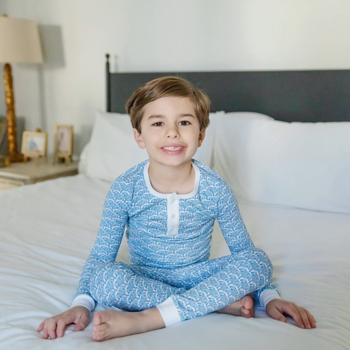 Jack Boys' Pajama Pant Set - African Elephants Blue - HoneyBug 