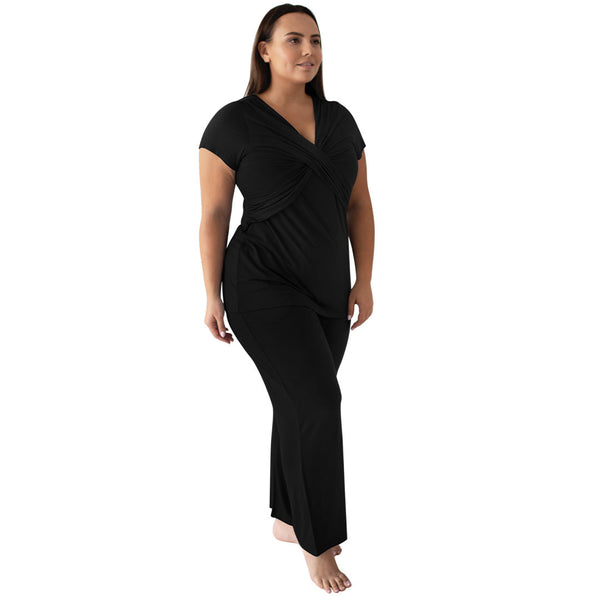 Davy Nursing & Maternity Pajama Set | Black - HoneyBug 