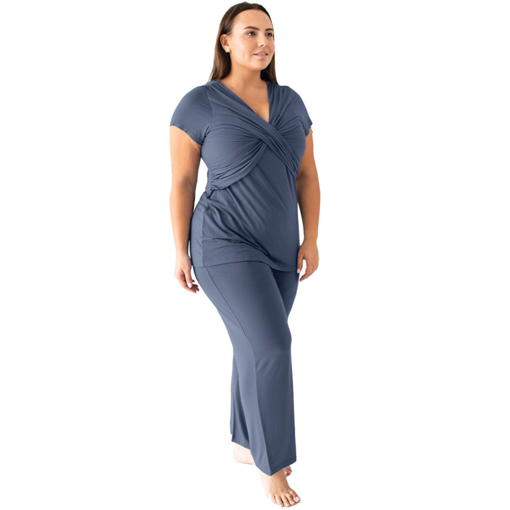 Davy Nursing & Maternity Pajama Set | Slate Blue - HoneyBug 