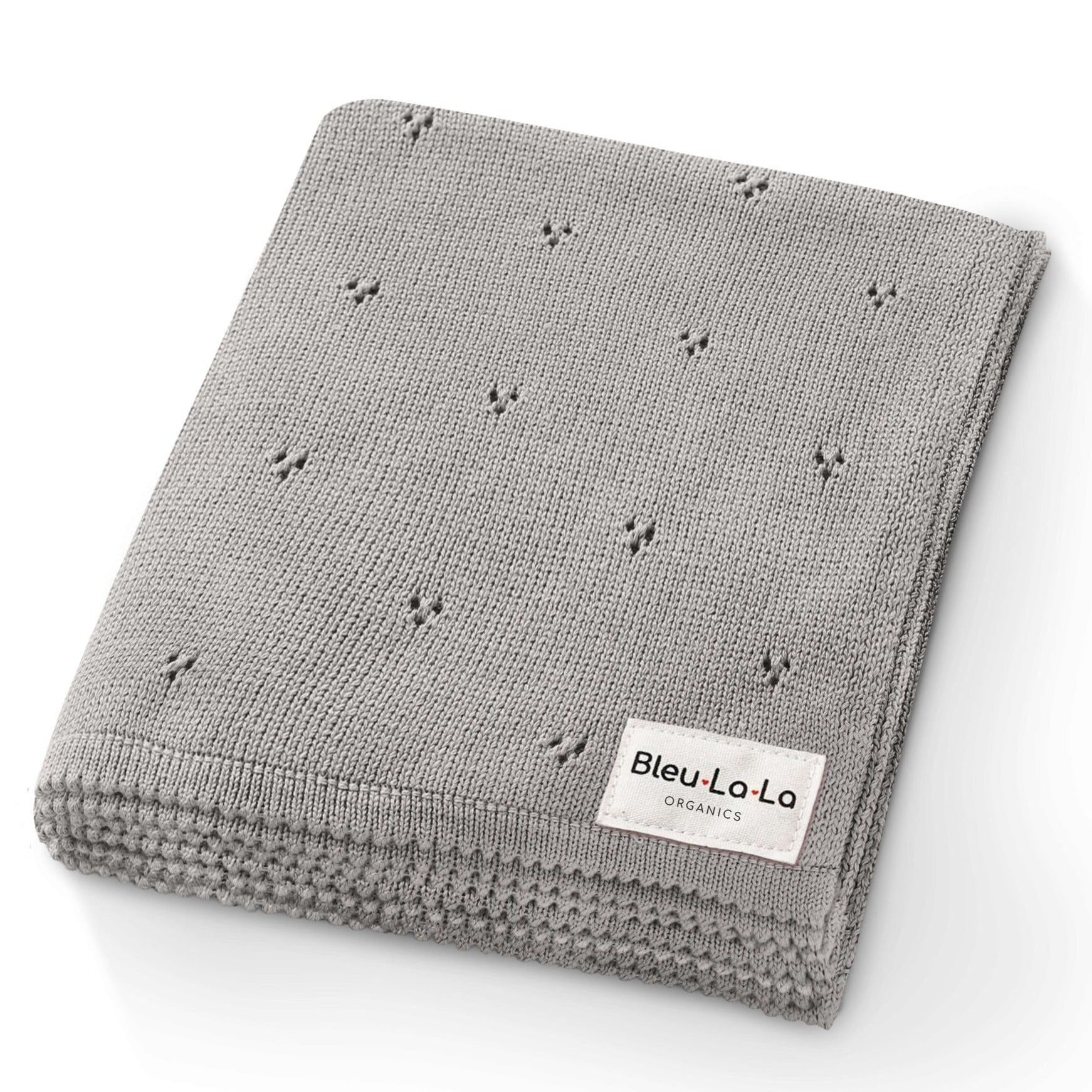 Organic Pointelle Knit Swaddle Blanket - Cloud Gray - HoneyBug 