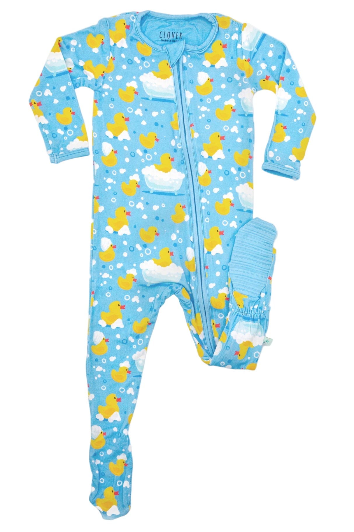 Soft & Stretchy Zipper Footie - Rubber Duckies - HoneyBug 