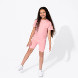 Dusty Rose Bamboo Blend Kid's Oversized Tee & Biker Short Set - HoneyBug 