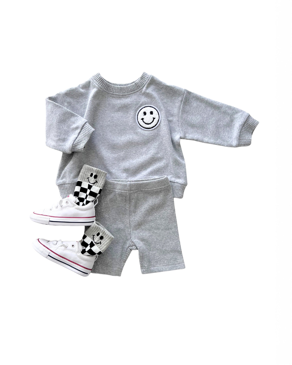 Biker Shorts Set | Gray - HoneyBug 