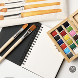 Watercolor Travel Set | Bamboo Case, Brushes, & Paper Pad