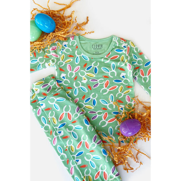 Long Sleeve Pajama Set - Easter Bunny Ears by Clover Baby & Kids - HoneyBug 