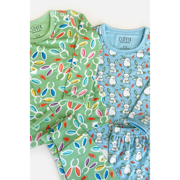 Long Sleeve Pajama Set - Easter Bunnies by Clover Baby & Kids - HoneyBug 