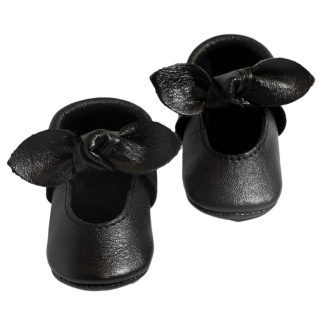 Ebony Knotted Bow Baby Shoe - HoneyBug 