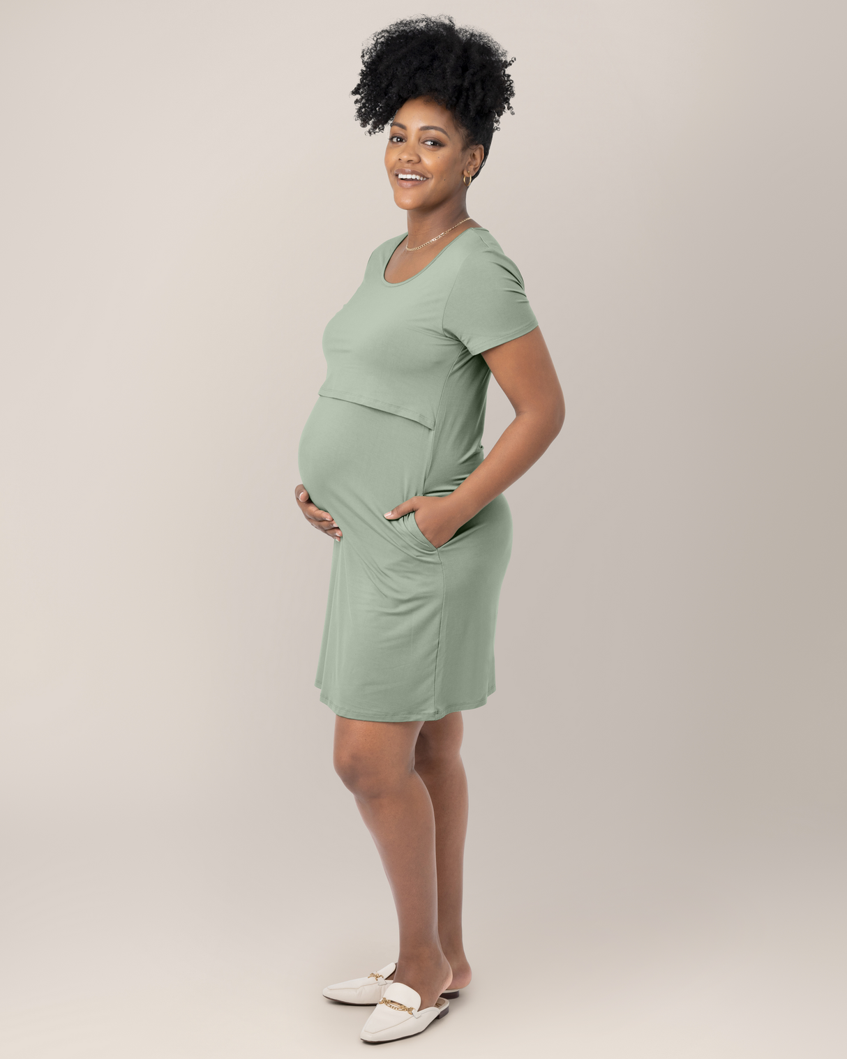 Eleanora Bamboo Maternity & Nursing Dress | Aqua Mist - HoneyBug 