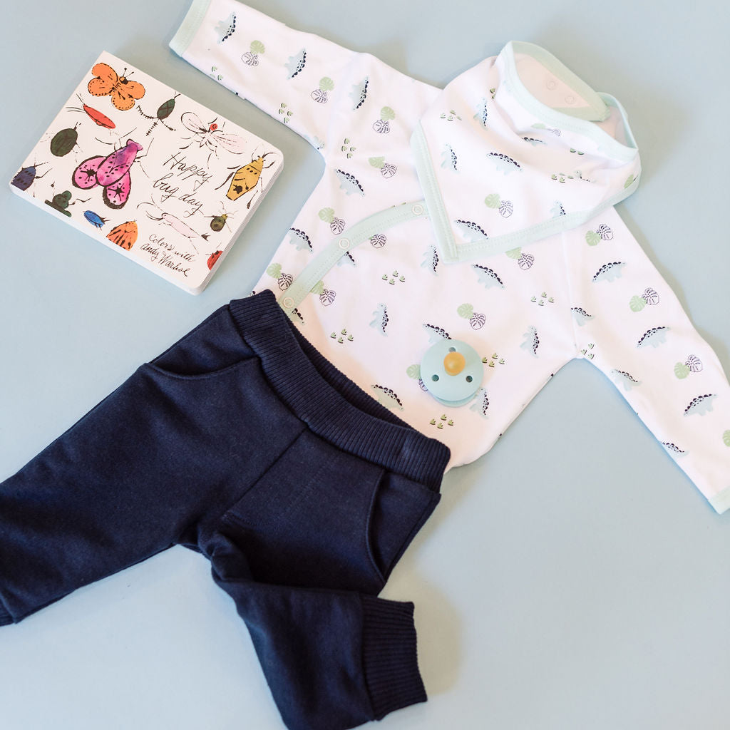 Long Sleeve Dino Print Onesie - HoneyBug 