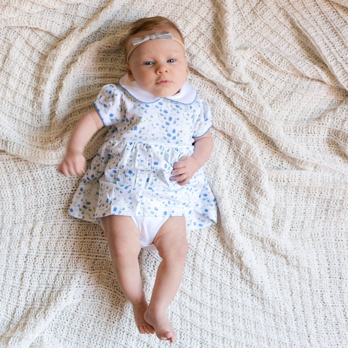 Arabella Blue Floral Dress - HoneyBug 