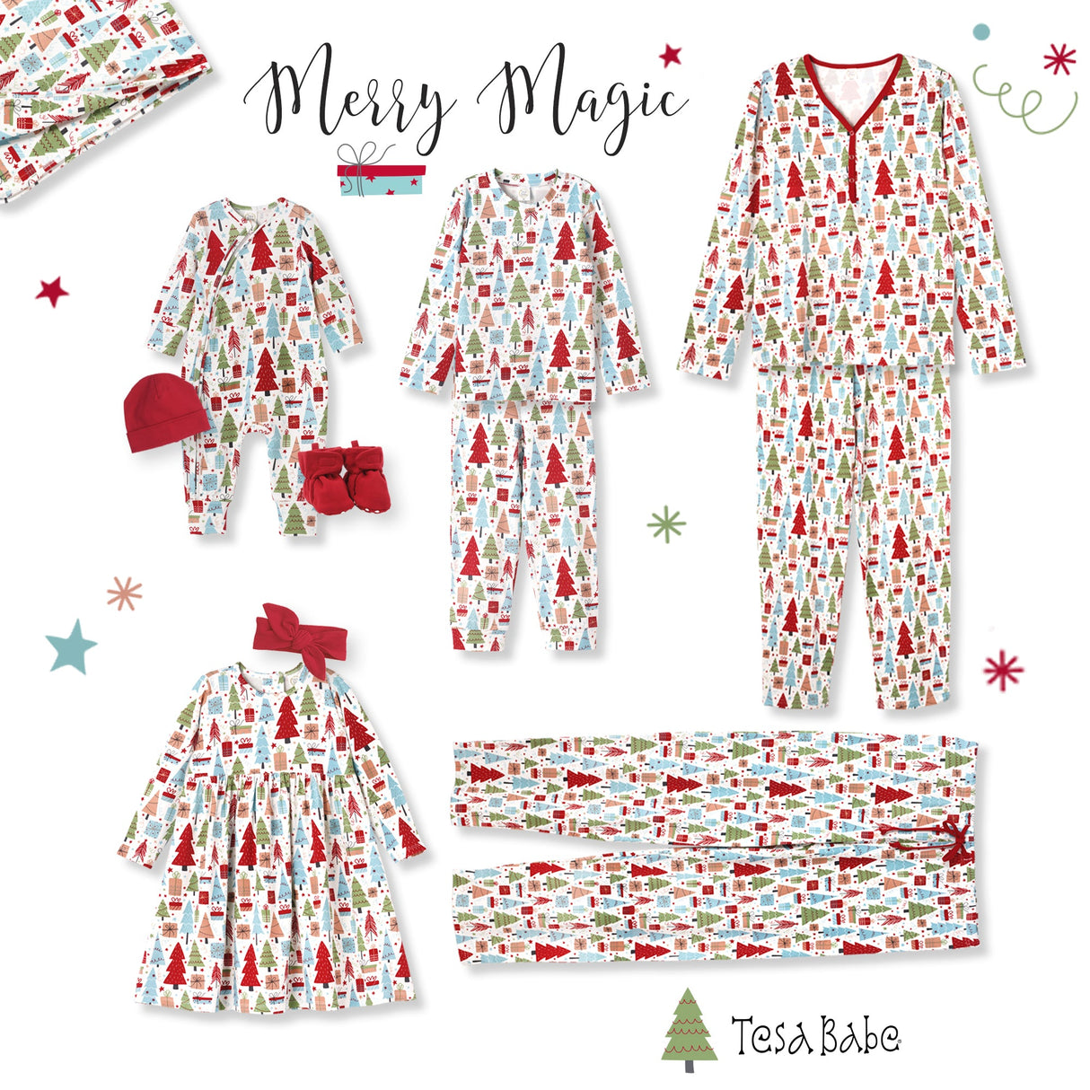 Christmas Merry Girl's Soft Bamboo Dress - Sibling Matching - HoneyBug 