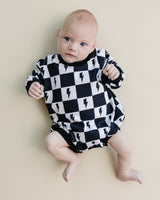Bubble Romper | Charcoal Bolts - HoneyBug 