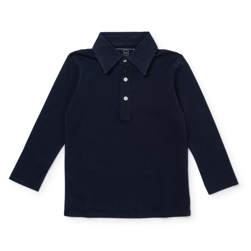 Finn Pima Cotton Long Sleeve Polo Golf Shirt for Boys - Navy - HoneyBug 