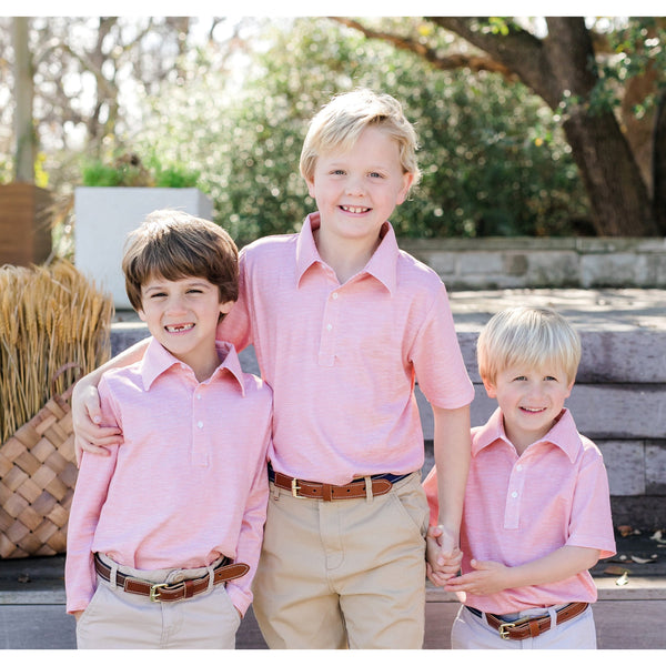 Finn Pima Cotton Long Sleeve Polo Golf Shirt for Boys- Red Stripes - HoneyBug 