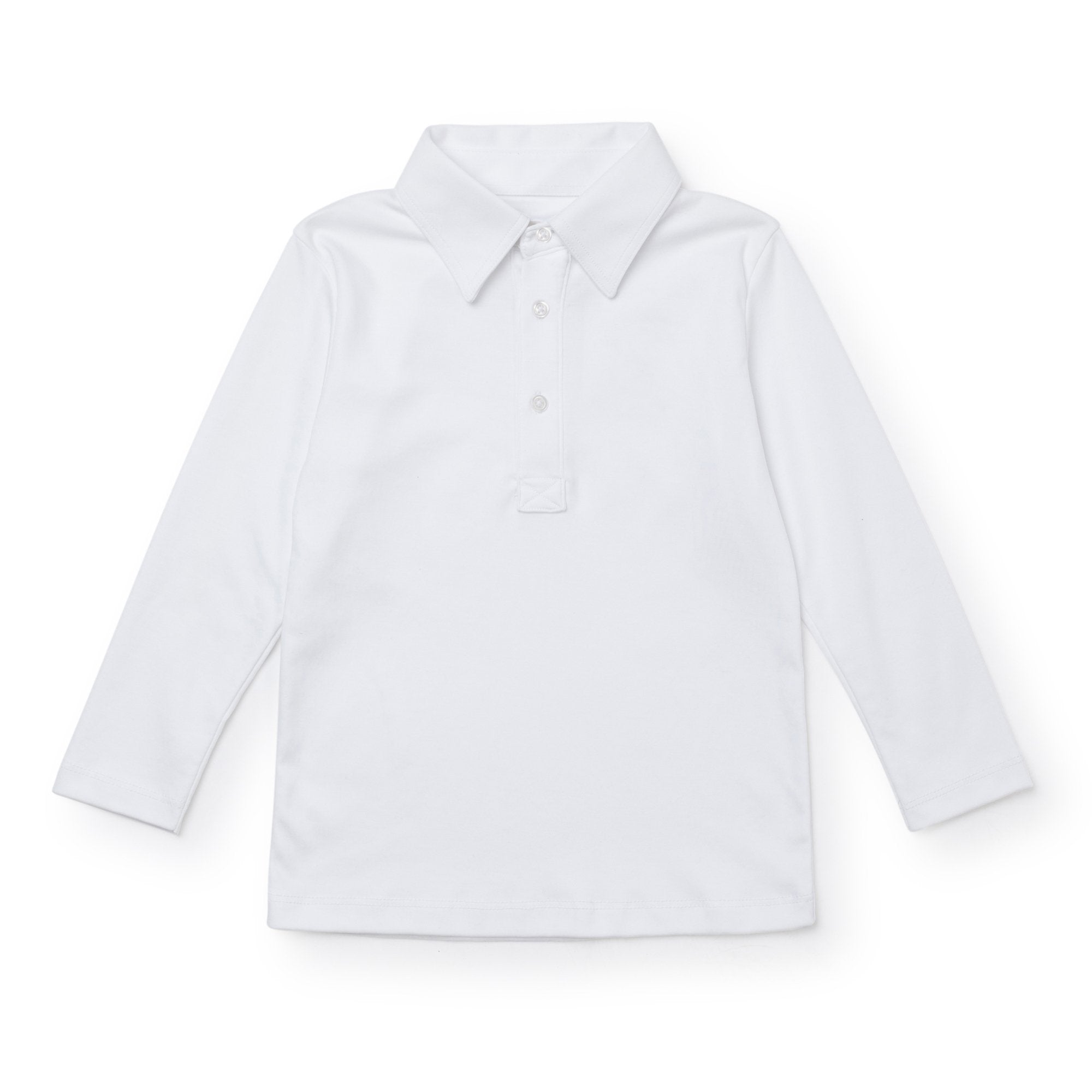 Finn Pima Cotton Long Sleeve Polo for Boys - White - HoneyBug 