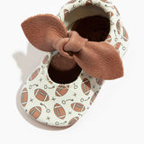 First Down Knotted Bow Baby Shoe - HoneyBug 