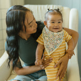 Cotton Muslin + Fleece Bandana Bib 4 Pack - Vintage Floral - HoneyBug 