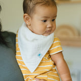 Cotton Muslin + Fleece Bandana Bib 4 Pack - Taupe Cross - HoneyBug 