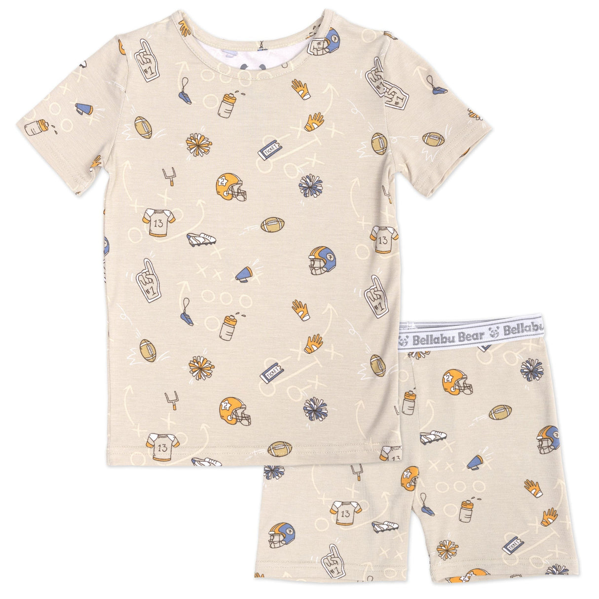 Football Bamboo Kids Pajama Short Set - HoneyBug 