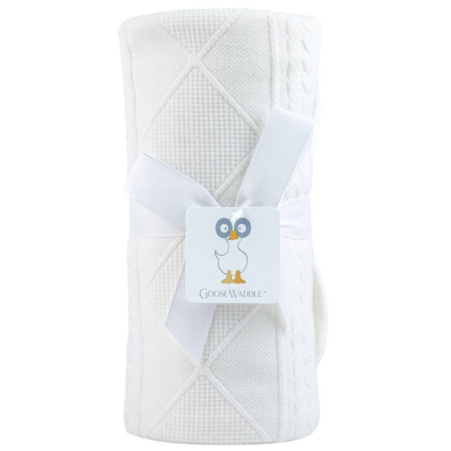 White Knit Blanket - HoneyBug 