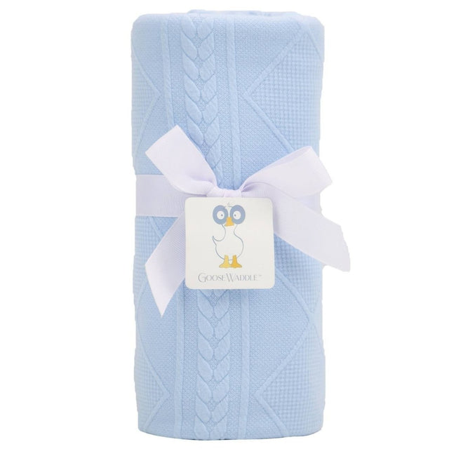 Blue Knit Blanket - HoneyBug 