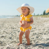 Hello Yellow Flounce Bikini - HoneyBug 